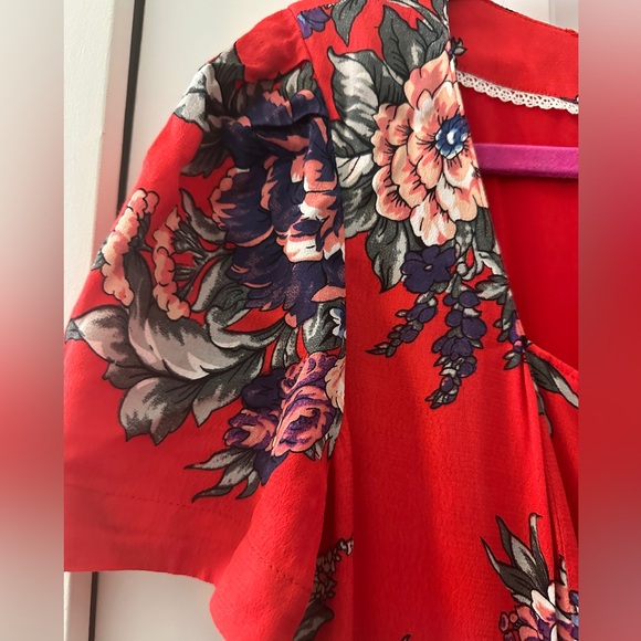 Maeve Anthropologie Button Down Red Floral Dress - Picture 5 of 7